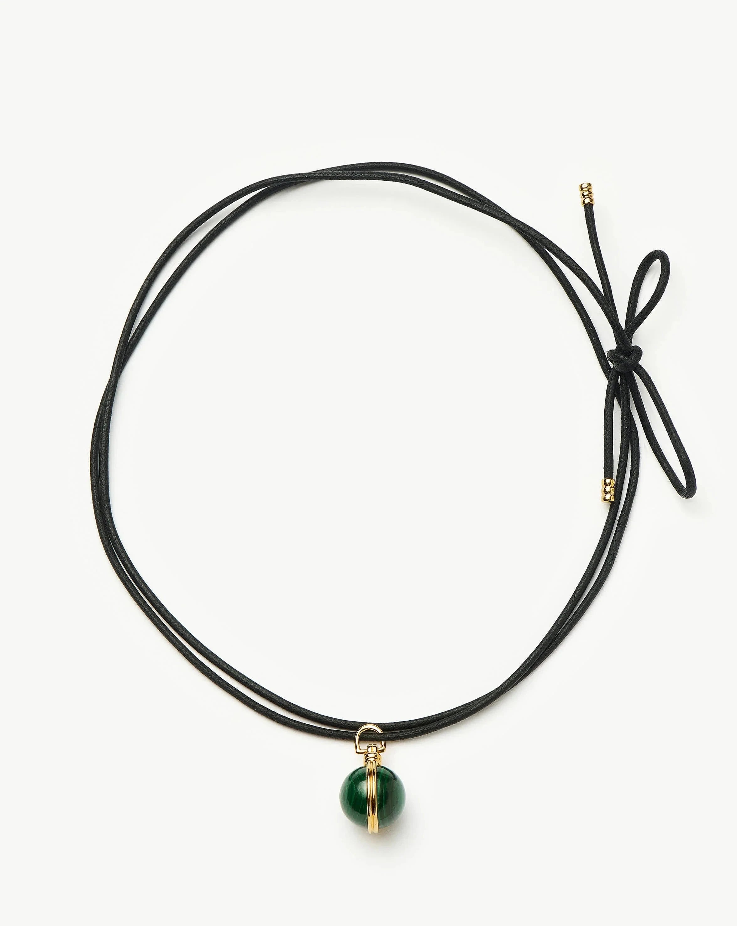 Sphere Gemstone Cord Pendant Necklace - 18k Gold Plated Malachite Jewelry for Women | Elegant Boho Style Gift for Birthday, Anniversary & Everyday Wear