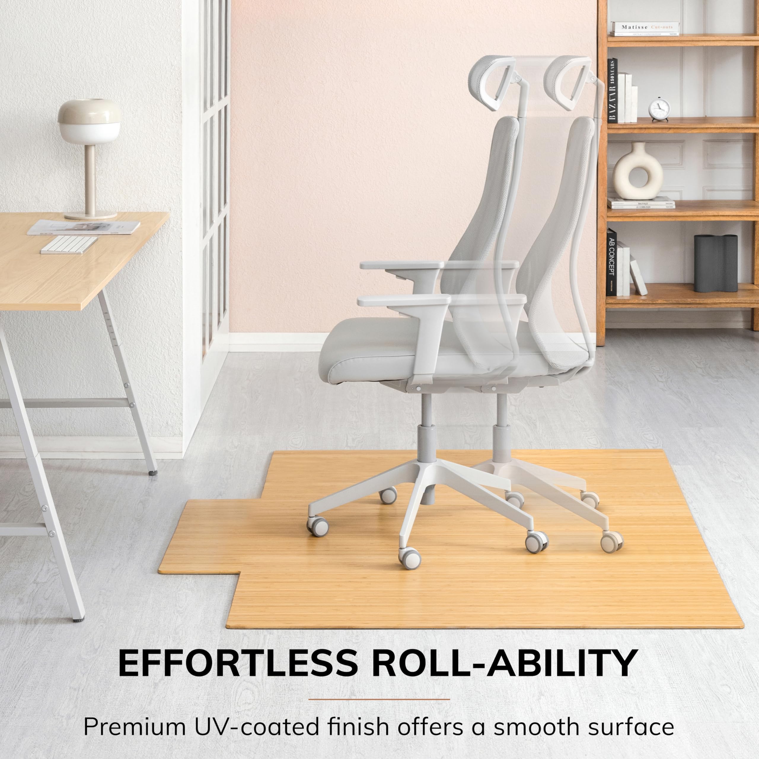 Premium Bamboo Chair Mat - 5mm Thick, Heavy Duty & Anti-Slip - Protects Hardwood Floors in Home & Office - Ideal for Rolling Chairs, Workspaces & Floor Protection