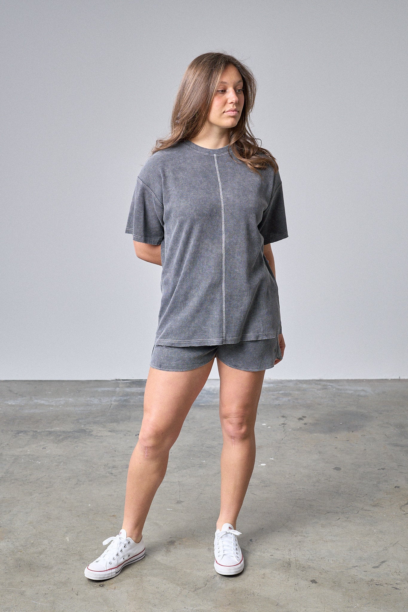 Stylish Black Acid Wash Waffle Shorts for Adults - Perfect for Summer Outfits, Beach Vacations & Casual Wear