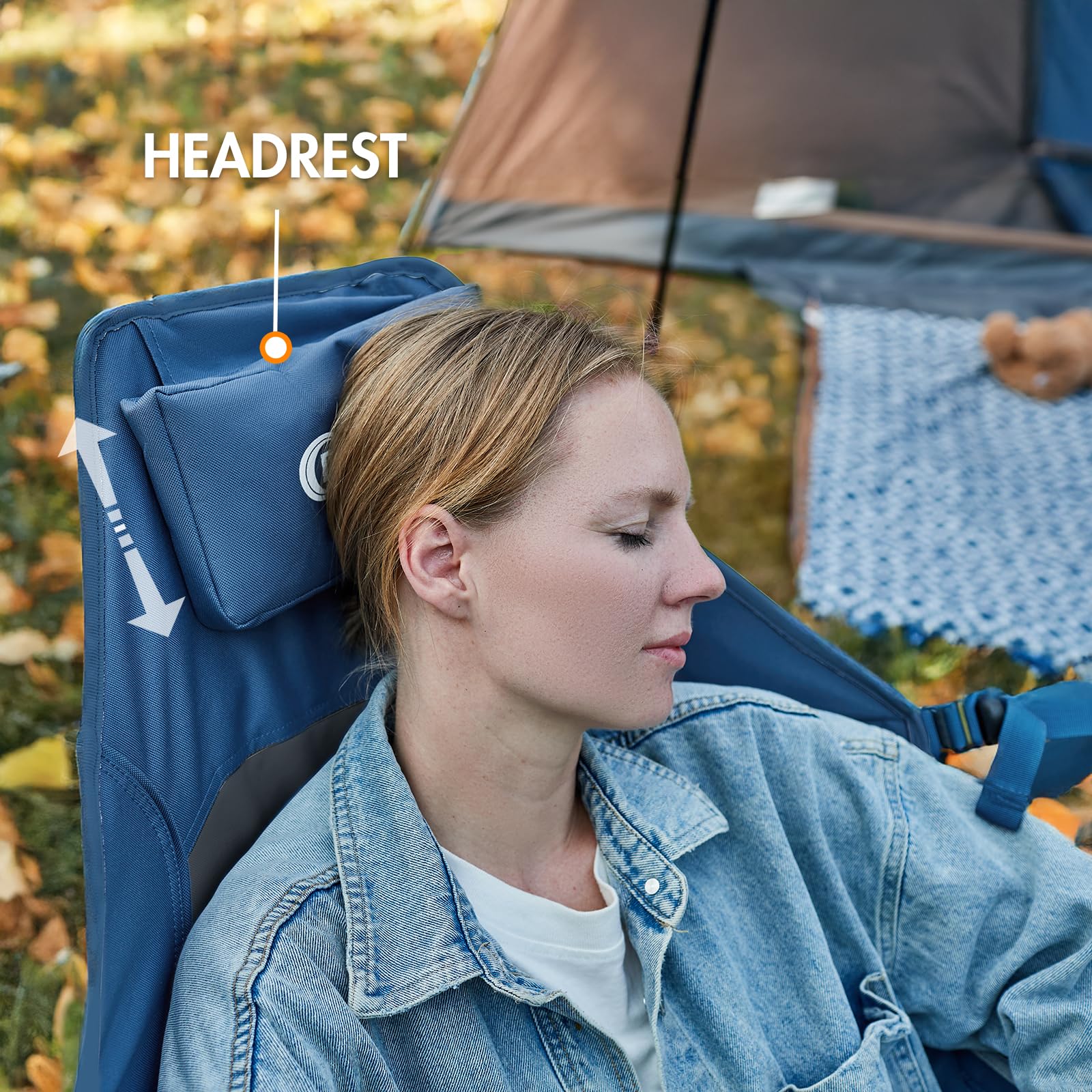 PORTAL Heated Hammock Camping Chair - Adjustable Outdoor Swinging Rocking Chair for Adults with Back Support & Height Adjustment - 400 lbs Weight Capacity - Perfect for Backyard, Patio, Beach & Camping (Blue)