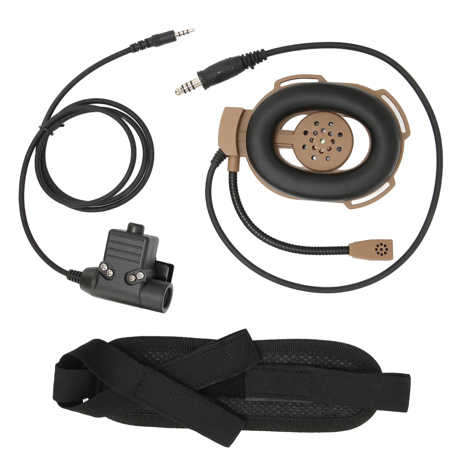 Motorcycle Helmet Headset with Ventilated Ear Pads - Comfortable Bluetooth Intercom for Riders, 3.5mm Phone Compatible (Brown) - Perfect for Long Rides & Group Communication