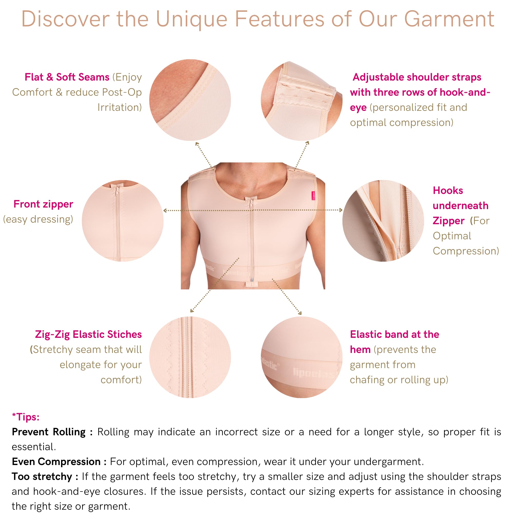 LIPOELASTIC MTmS Comfort - Gynecomastia Compression Vest for Men, Post-Surgery & Daily Wear, Breathable & Supportive Chest Binder for Workouts, Gym & Everyday Activities
