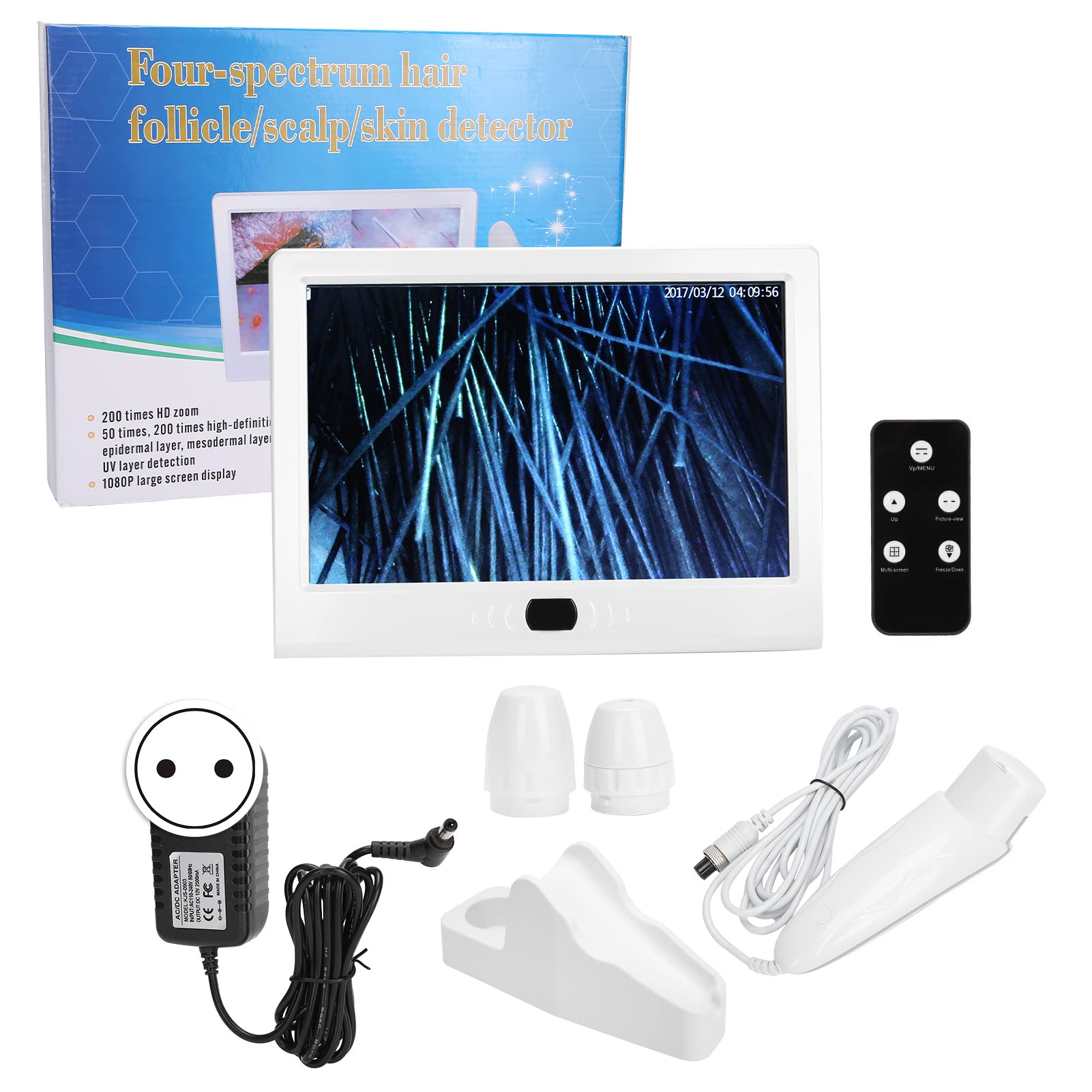 12-Inch Digital Skin & Scalp Analyzer - Rechargeable Hair Follicle Detector for Moisture & Scalp Analysis | Professional Hair & Skin Care Device for Salons & Home Use (UK Plug)