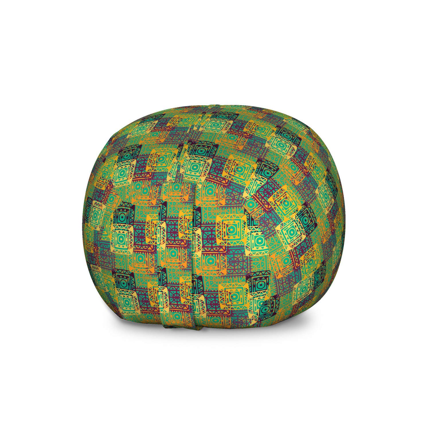 Ambesonne Ethnic Storage Toy Bag Chair - Geometric Colorful Trippy Folk Pattern, Large Washable Stuffed Animal Organizer for Kids' Room & Playroom Decor