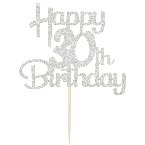 30th Cake Topper - Silver Glitter
