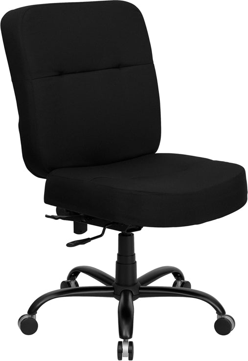 FLASH HERCULES Series Big & Tall 400 lb. Capacity Black Fabric Executive Swivel Ergonomic Office Chair with Rectangular Back - Perfect for Home Office, Gaming, and Heavy-Duty Workspaces