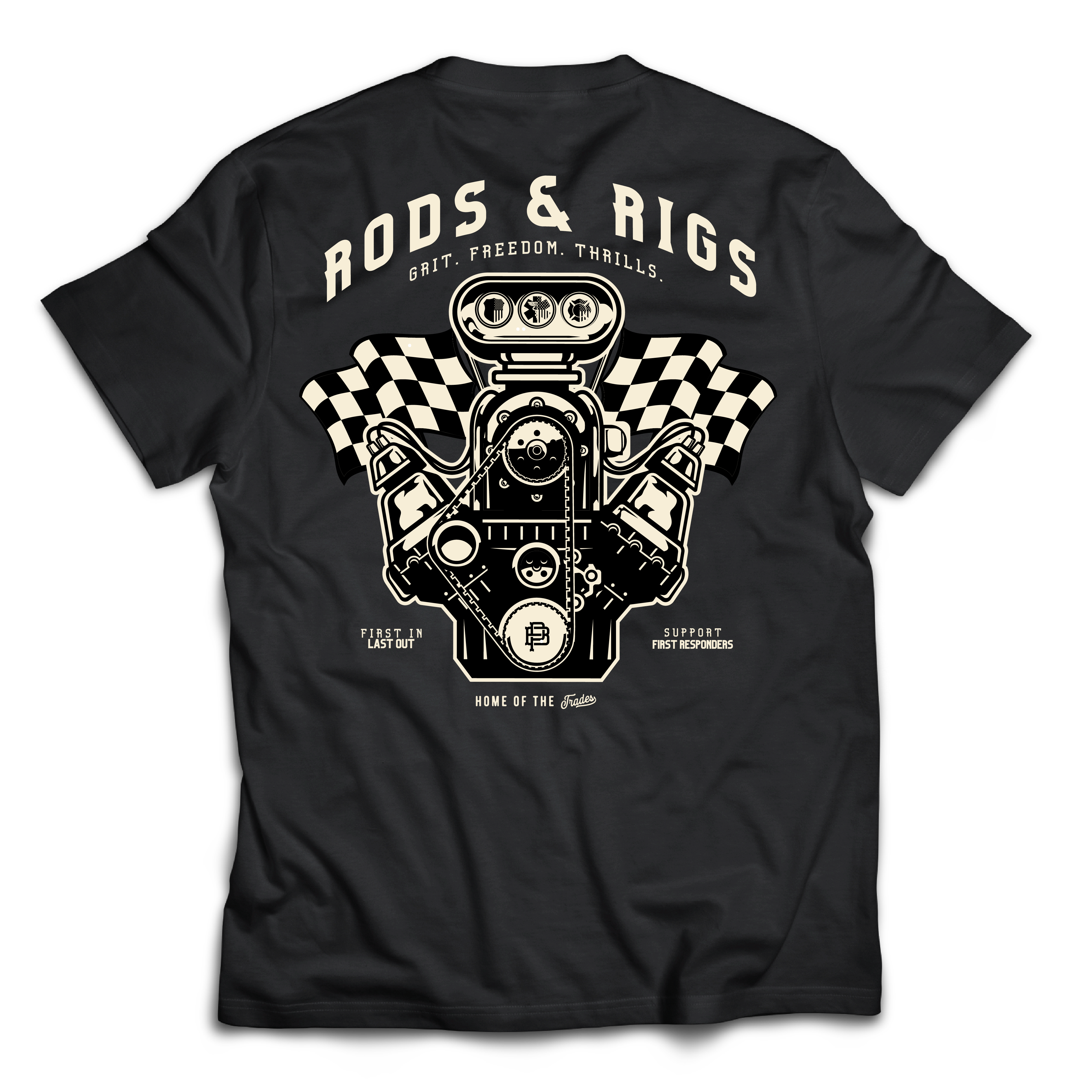 Rods & Rigs Charity T-Shirt - Black Cotton Tee for Fishing Enthusiasts | Perfect for Outdoor Adventures & Charity Events