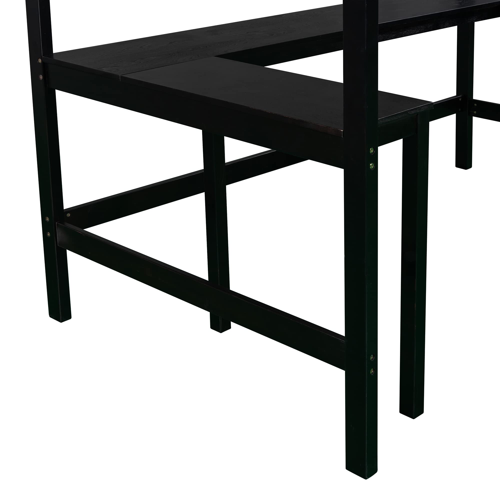 Harper & Bright Designs Twin Loft Bed with Desk & Storage - Wooden High Loft Bed Frame for Kids & Teens - Safety Guardrails, No Box Spring Needed - Perfect for Small Bedrooms & Dorm Rooms (Twin, Espresso)