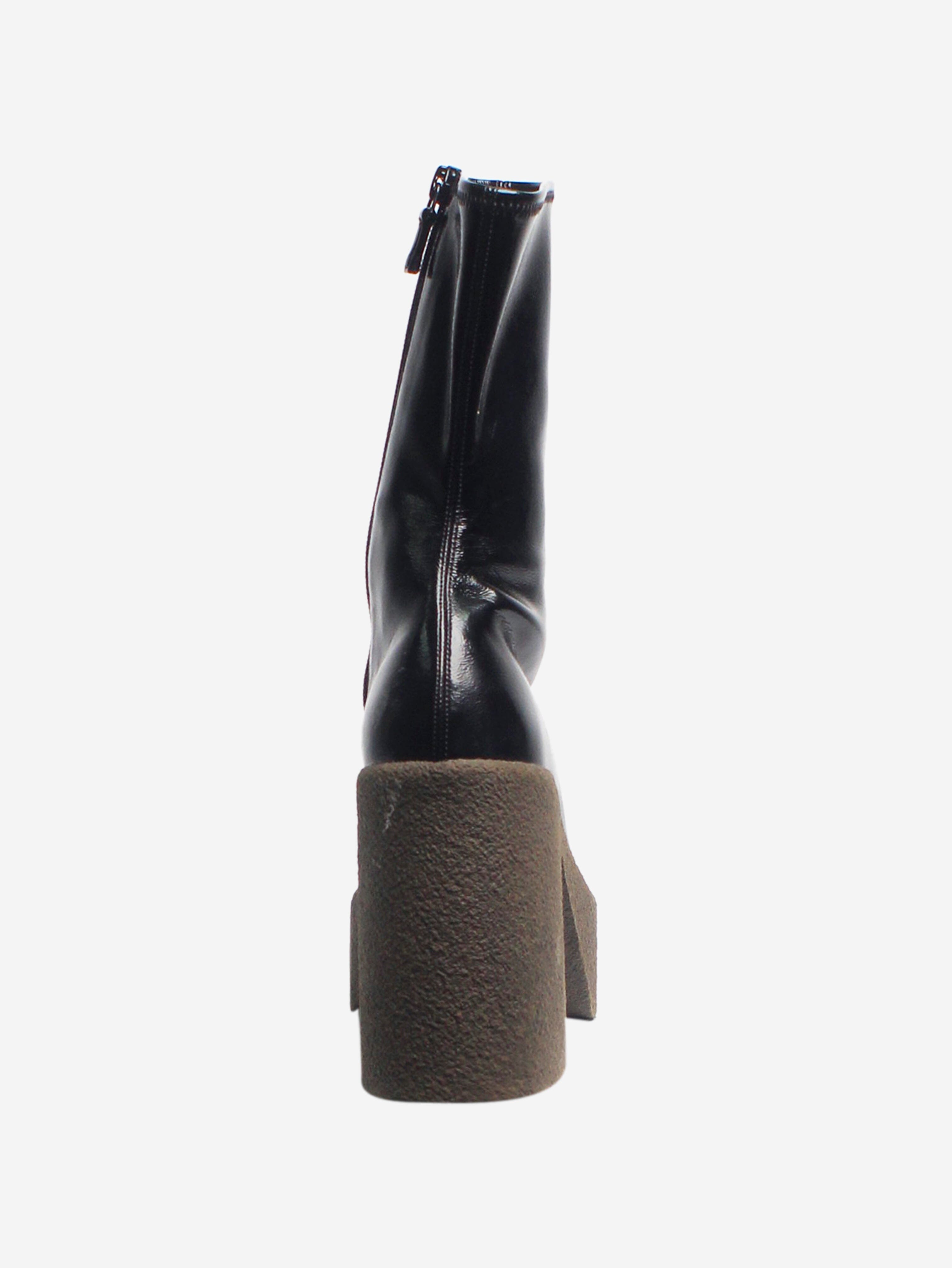 Black Vegan Patent Leather Platform Boots Women's Size EU 38 (US 7.5) - Stylish & Comfortable for Party, Night Out & Fashion Streetwear