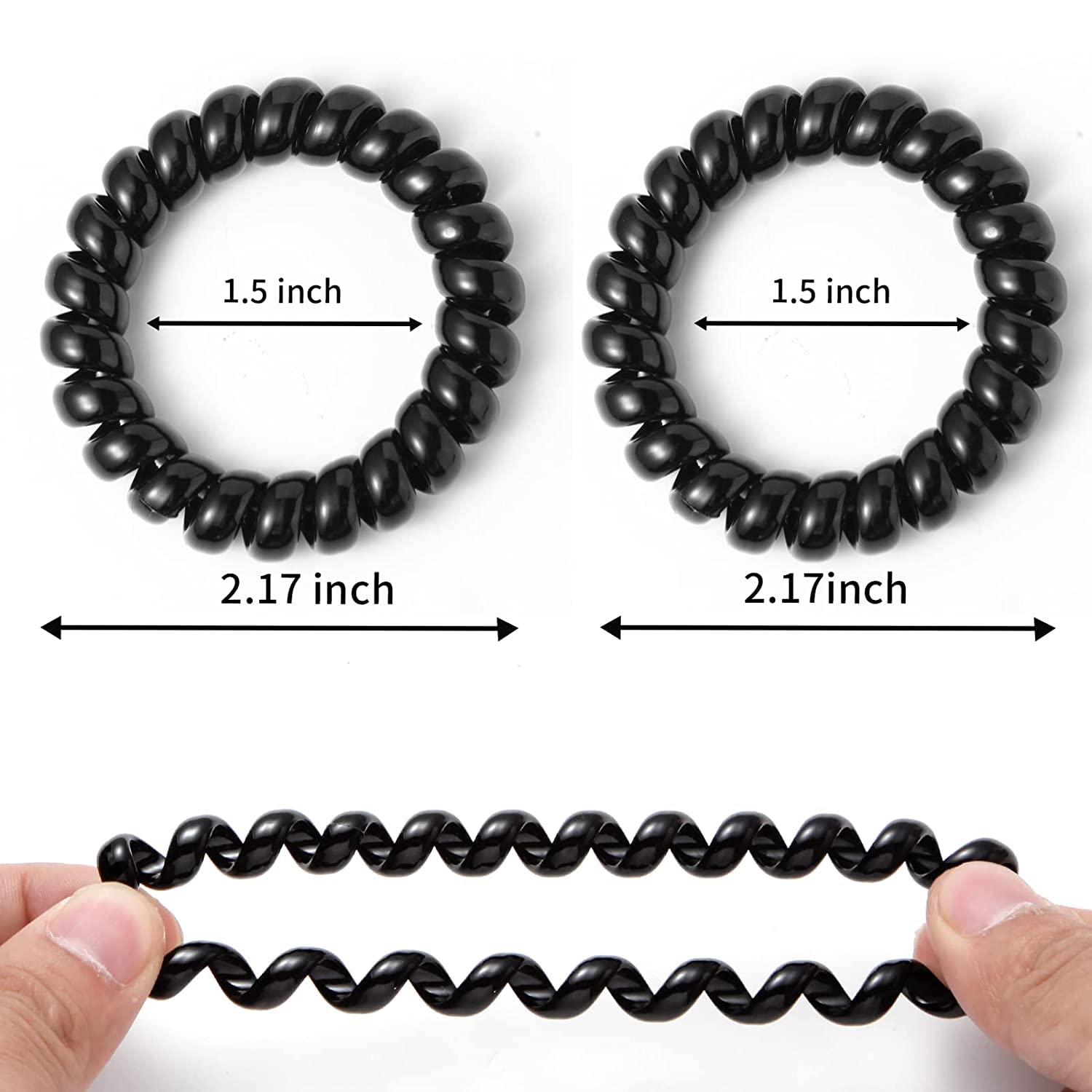 EPARTY 12PCS Spiral Hair Ties for Women - No Crease, Traceless Elastic Coil Hair Bands, Soft Ponytail Holders for Girls (Black) | Perfect for Workouts, Yoga, Office & Everyday Hairstyles
