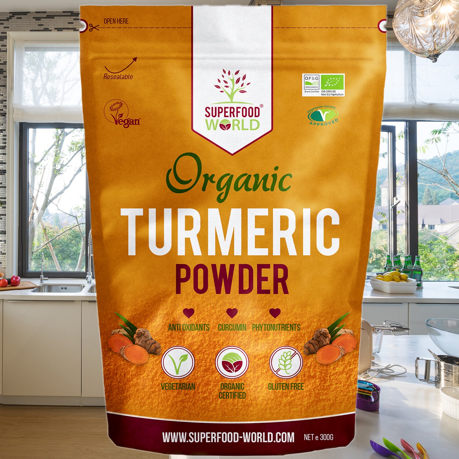 Organic Turmeric Powder 300g - Pure, Potent Anti-Inflammatory Superfood with Natural Curcumin | Vegan, Gluten-Free | Perfect for Cooking, Golden Milk, Smoothies & Detox Drinks | Boost Immunity & Support Joint Health