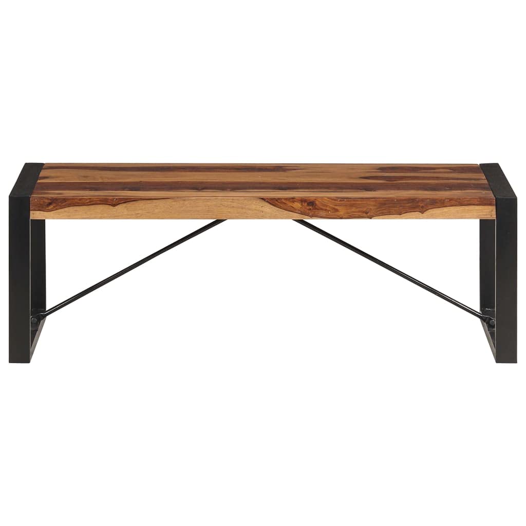 Premium Solid Sheesham Wood Coffee Table with Metal Frame - 47.2
