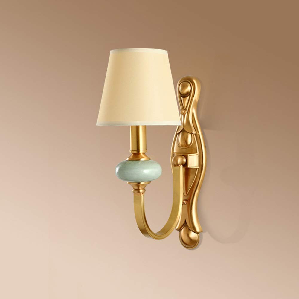 Modern Ceramic Wall Light Fixture with E14 Screw Base - Energy Saving LED Bulb for Bedroom, Living Room & Hallway - Copper Finish Wall Lamp for Stylish Home Interior Lighting