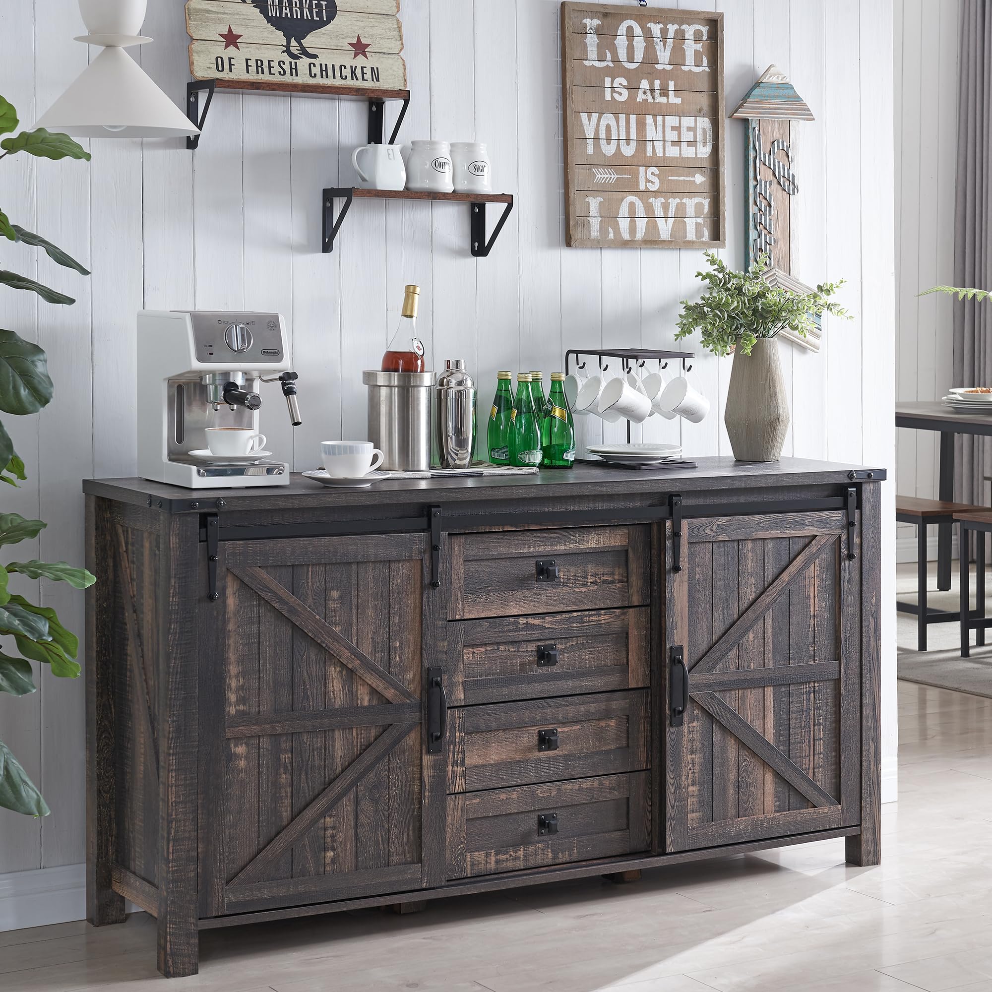 Farmhouse Sideboard Buffet Cabinet with Storage - 60