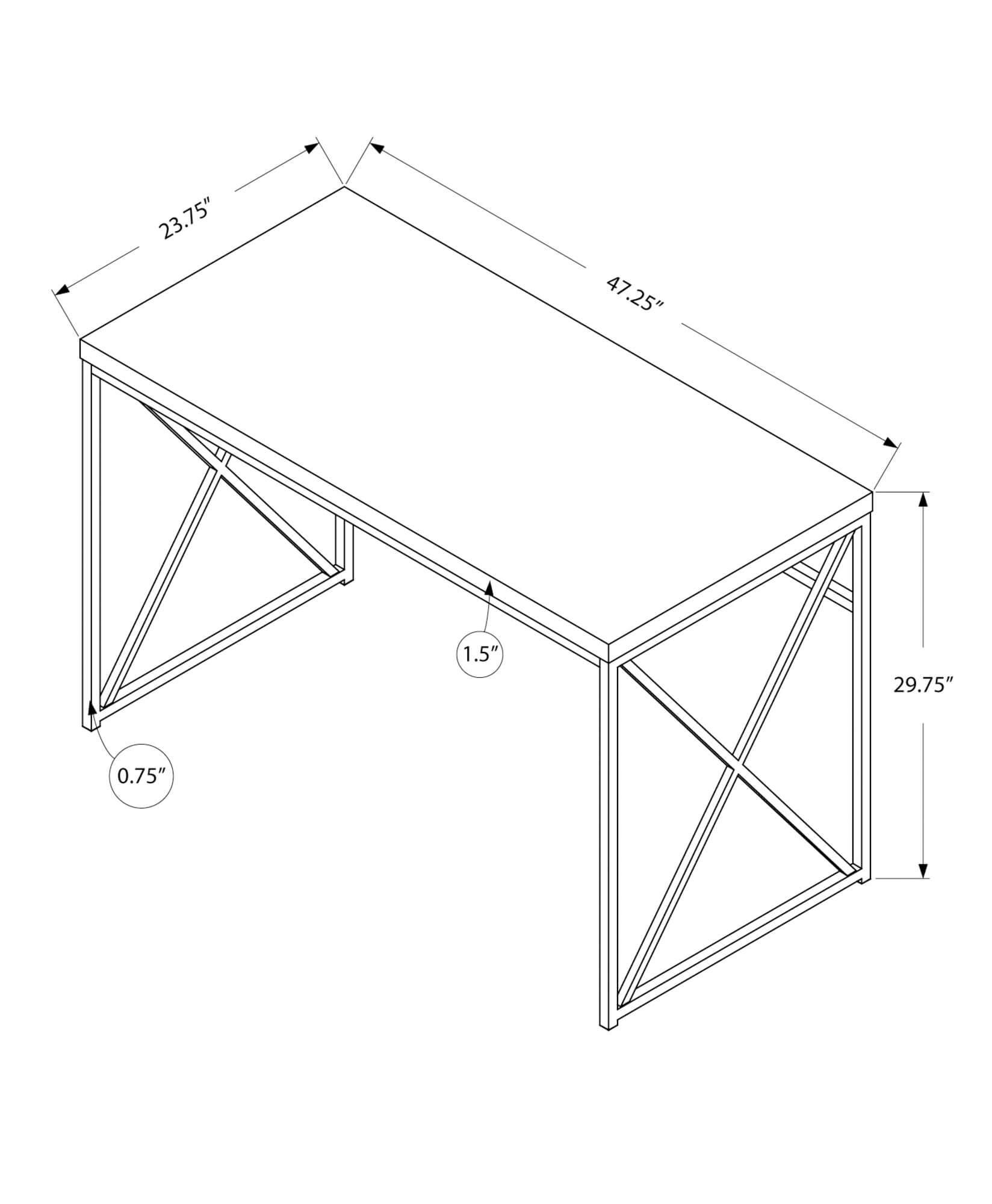 48L Modern Computer Desk with Sturdy Black Metal Base - Perfect for Home Office, Gaming & Study Spaces