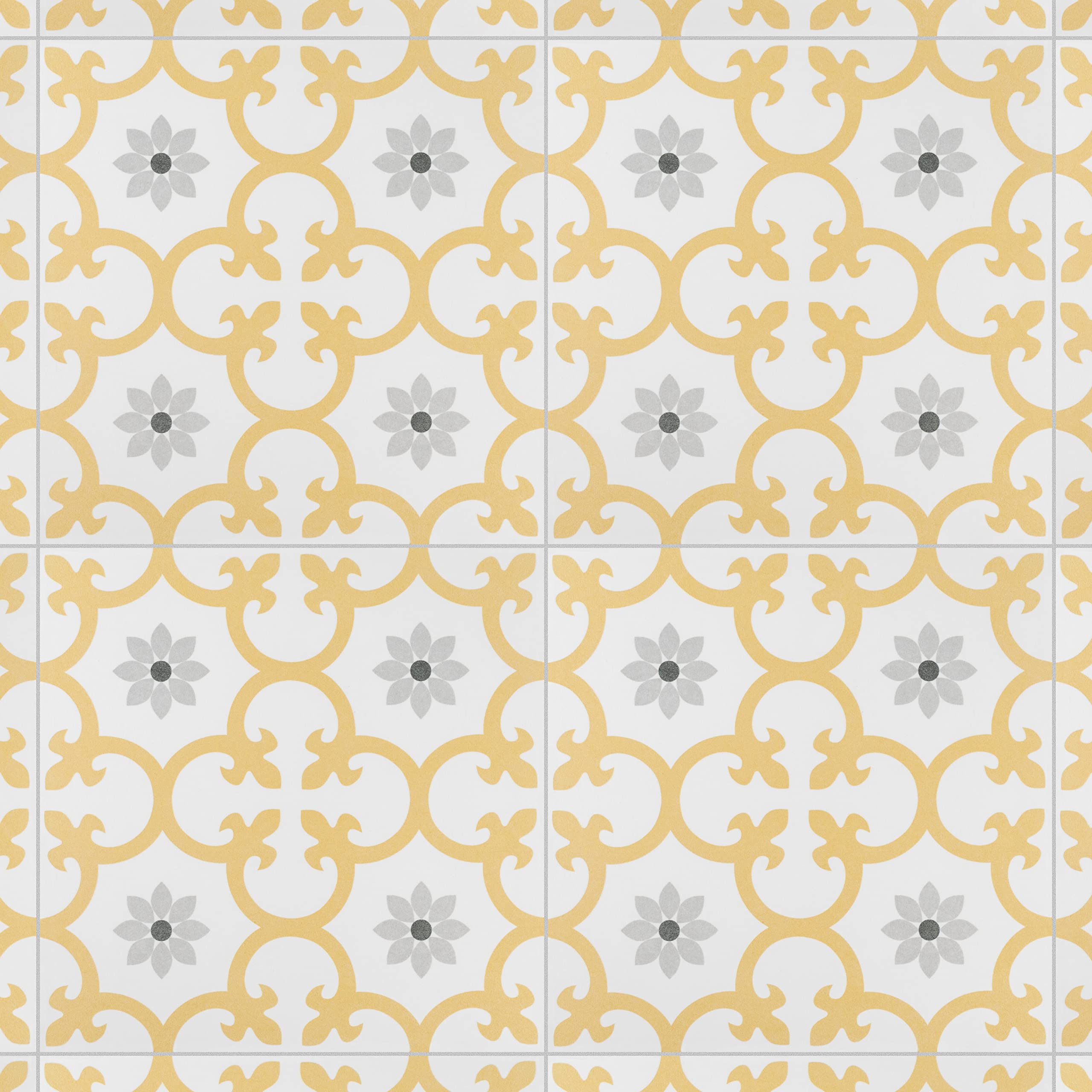Merola Tile Daria Dandelion 9.75x9.75 Inch Porcelain Tile for Floor and Wall - Perfect for Bathroom, Kitchen Backsplash, and Living Room Decor