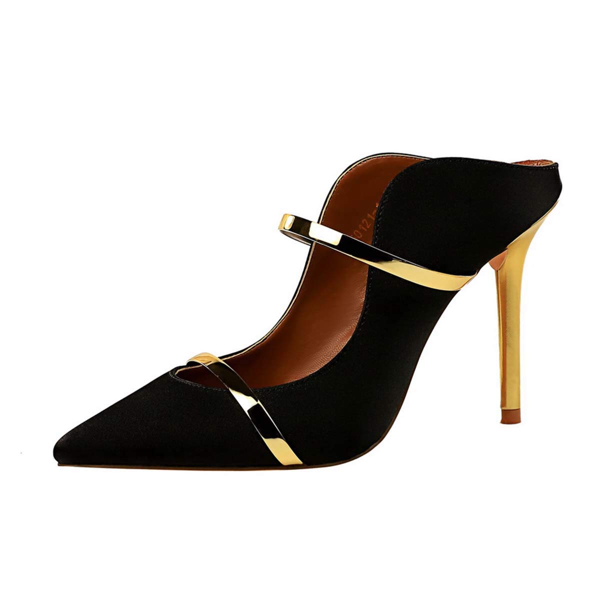 JOEupin Women's Slip On Closed Toe Stiletto High Heel Sandals - Pointed Toe Slide Shoes for Party, Wedding & Evening Wear