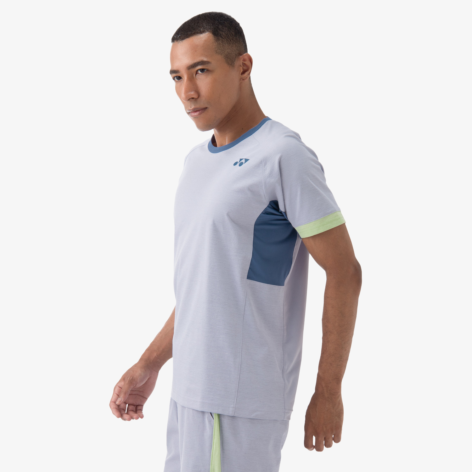 Yonex Men's Breathable Crew Neck Tennis Shirt - Lightweight Quick-Dry Sports Tee for Running & Gym Workouts (Mist Blue, Medium) - Perfect for Tennis, Training & Casual Wear