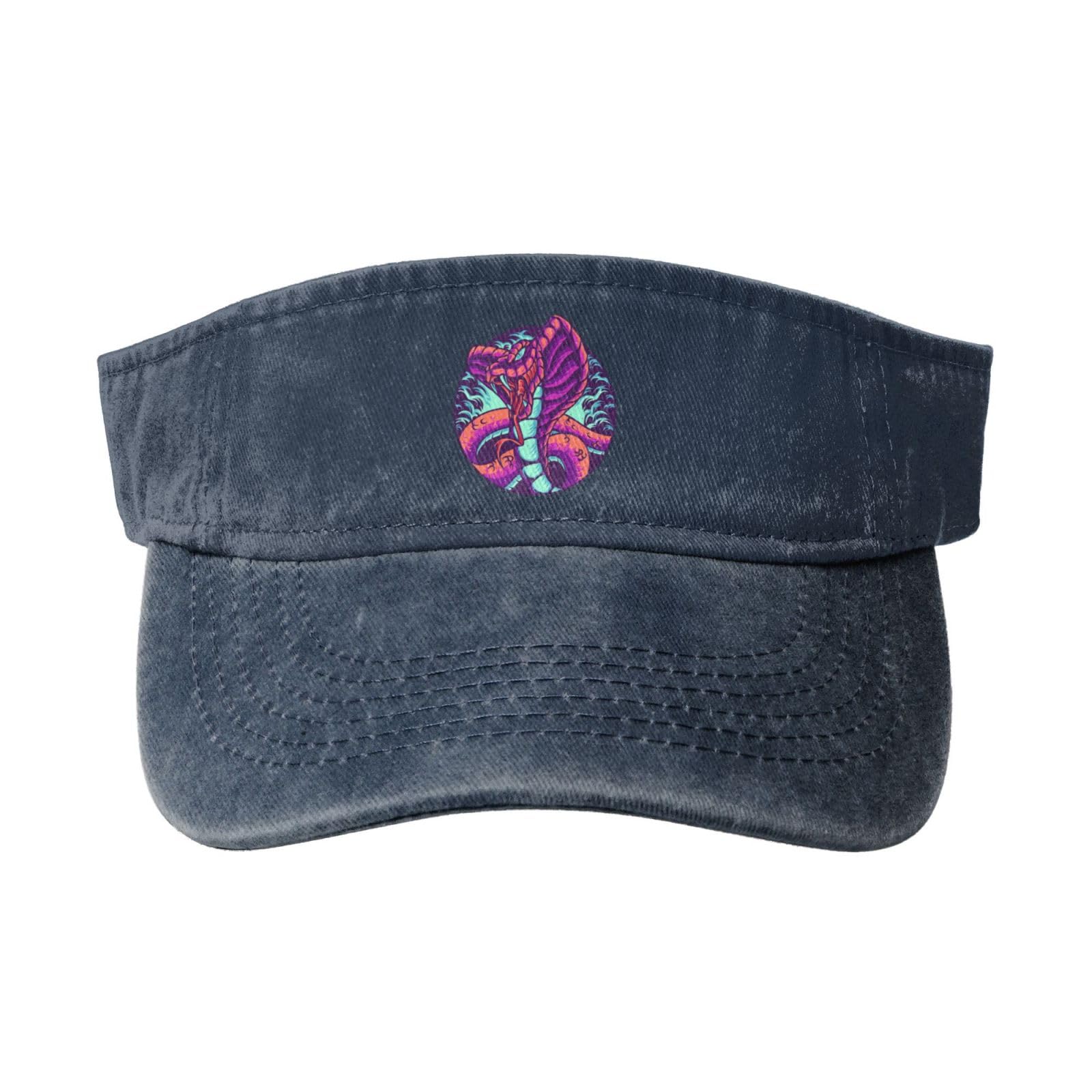 Angry Cobra Sun Visor Hat for Women & Men - UV Protection Cotton Golf & Baseball Cap - Perfect for Outdoor Sports, Beach, Hiking, and Summer Activities
