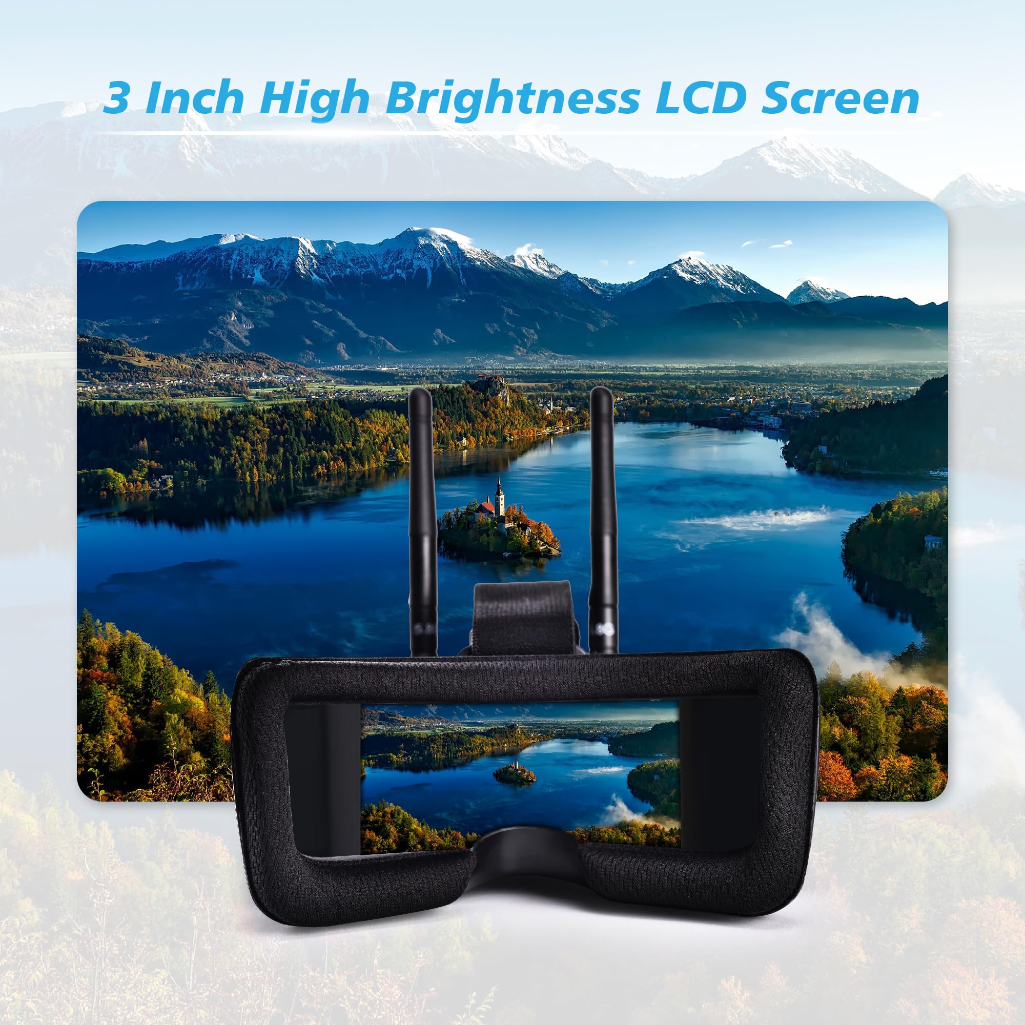 5.8G FPV Goggles with Dual Antennas - 3 Inch HD Screen, 40CH Auto-Scan, Built-in Battery for Analog FPV Drones, RC Cars & Airplanes | Immersive First-Person View Experience for Racing & Aerial Photography by SpeedyBee
