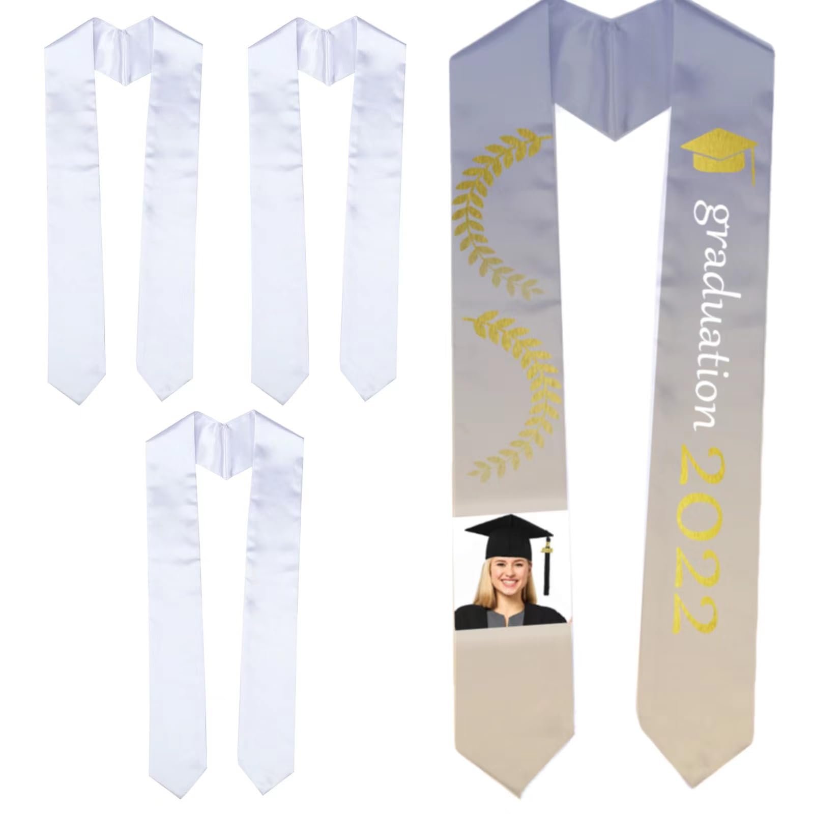 10 Pack 60 Inch White Sublimation Blank Graduation Stoles - Unisex Plain Satin Sash for Honor Ceremonies & Commencement - Bulk Graduation Scarf for High School & College - In Stock USA (Perfect for Graduation Photos, Awards & Academic Events)