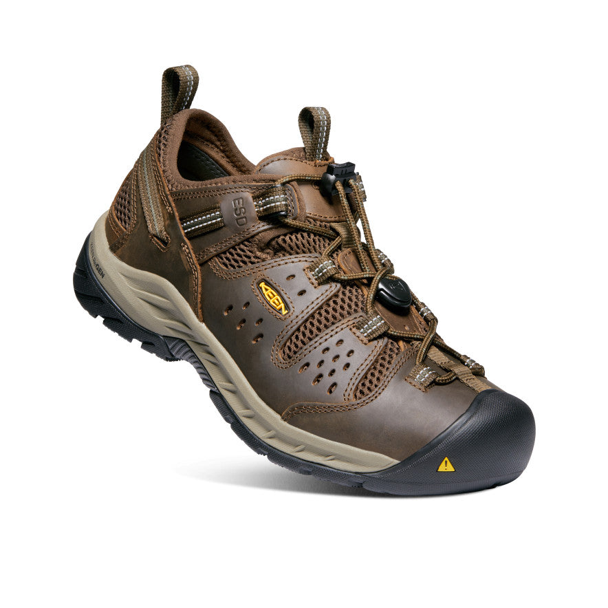 Men's Atlanta Cool II ESD Soft Toe Work Shoes - Cascade Brown/Forest Night - Slip Resistant & Electrical Hazard Protection for Construction & Warehouse Workers