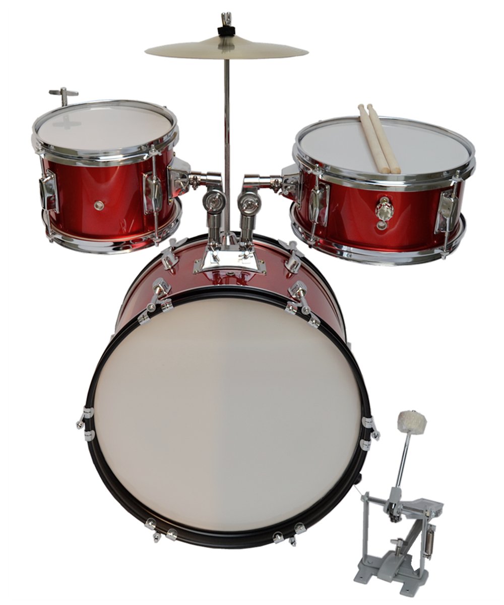 Complete Kids Large Drum Set with Cymbal, Stool & Drumsticks - Red Musical Instrument for Beginners, Birthday Gifts & Home Play