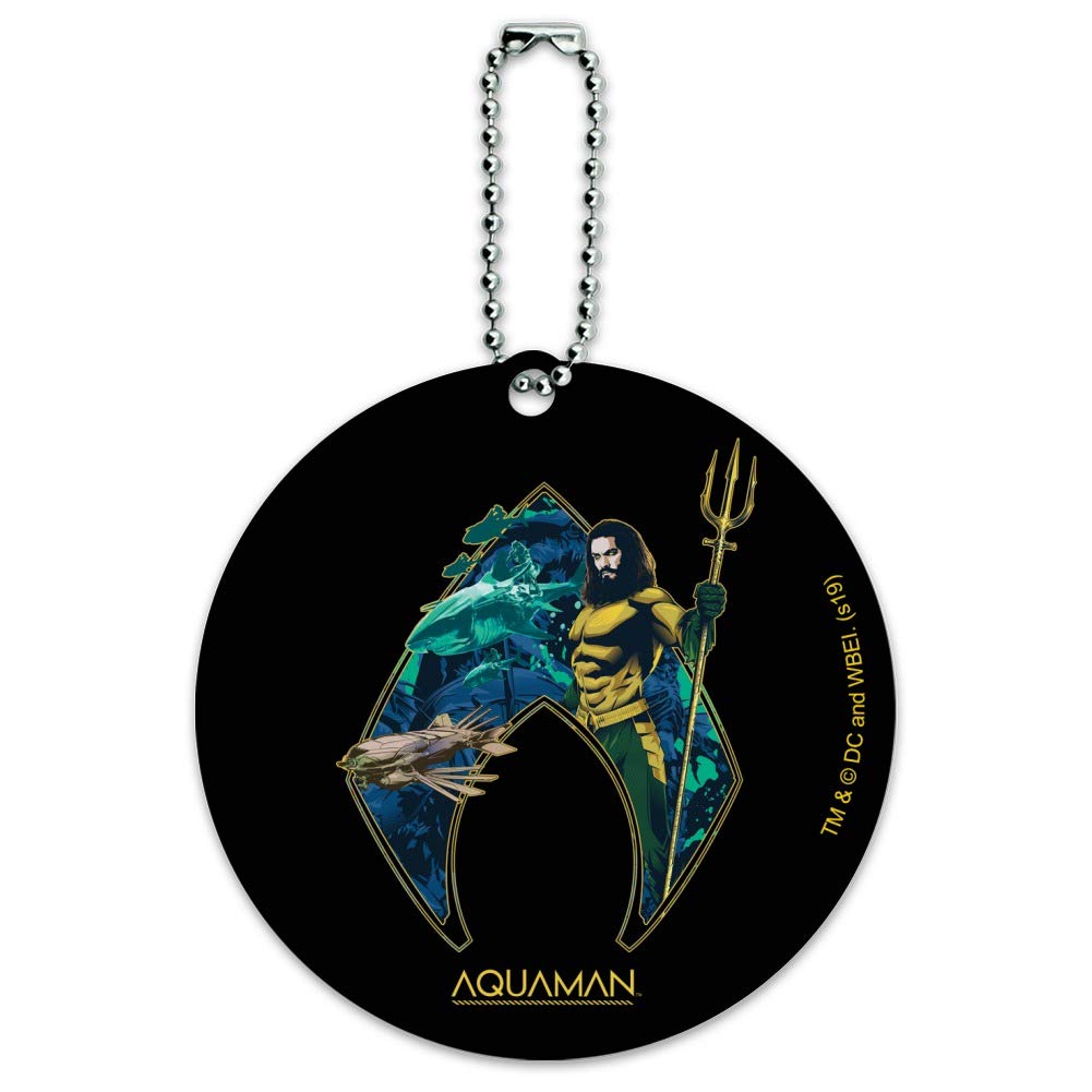 Aquaman Movie Atlantis Logo Round Luggage ID Tag - Durable Suitcase Travel Accessory for Carry-On Bags, Backpacks & Suitcases - Perfect for Travel Identification & Themed Cosplay