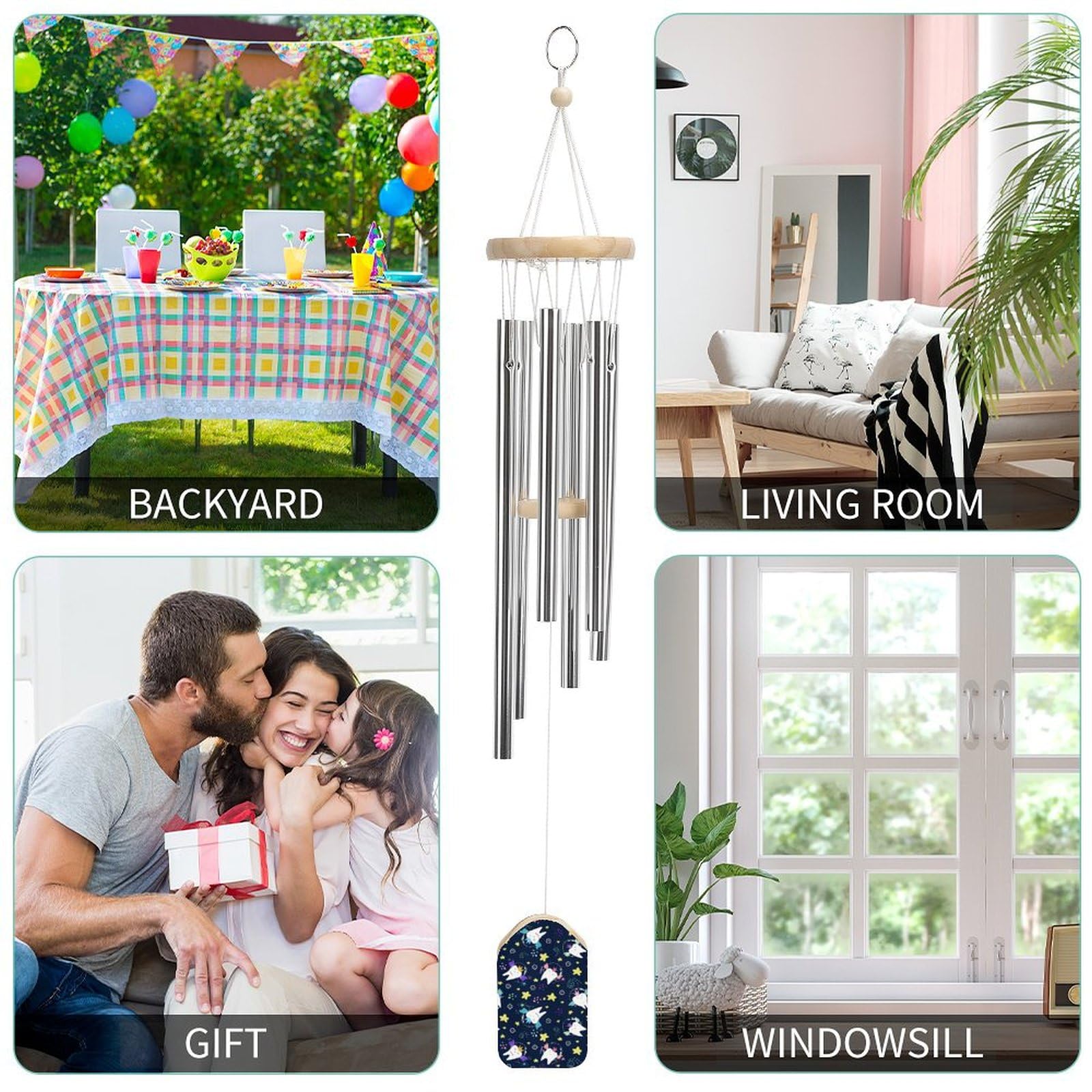 Magic Teeth with Wings Wind Chimes - Outdoor Memorial Wind Chime Gift for Mom & Dad - Patio, Garden & Yard Decor - Perfect for Relaxing in Backyard & Honoring Loved Ones