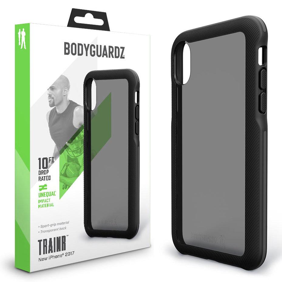 BodyGuardz TRAINR iPhone X/Xs Protective Case - Slim & Durable Black Grey Cover for Everyday Use, Workouts, and Outdoor Activities