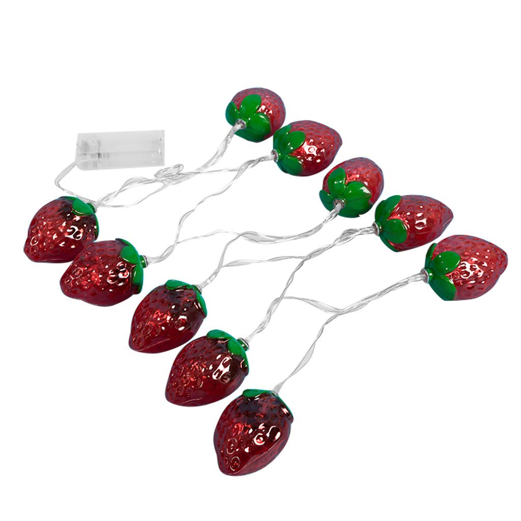 Strawberry Shaped LED String Lights - 10 Red LED Decorative Fruit Lights for Kids Room, Christmas, Window & Indoor Decor (White, One Size) - Perfect for Bedroom, Party, Wedding & Holiday Decorations