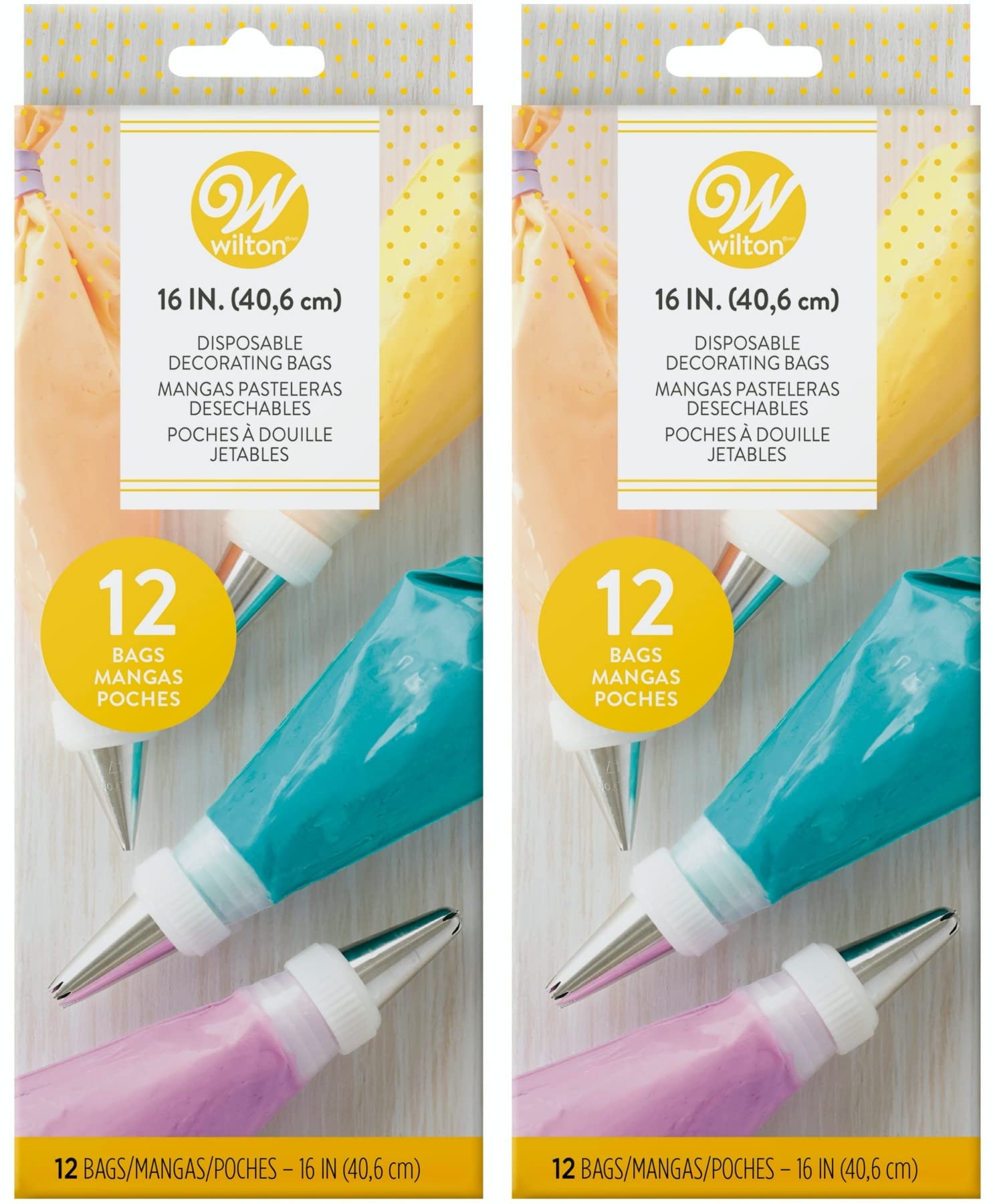 Wilton Disposable 16-Inch Decorating Bags (2 Pack) - Professional Cake Piping Bags for Icing, Frosting & Baking - Perfect for Birthday Cakes, Cupcakes & Cookie Decorating