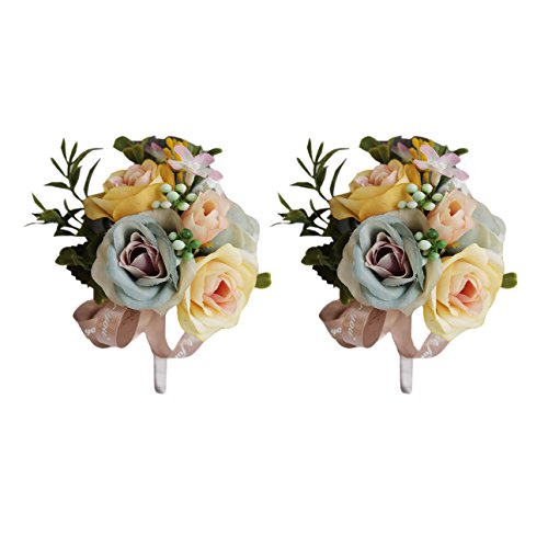 Blue Yellow Boutonniere X2