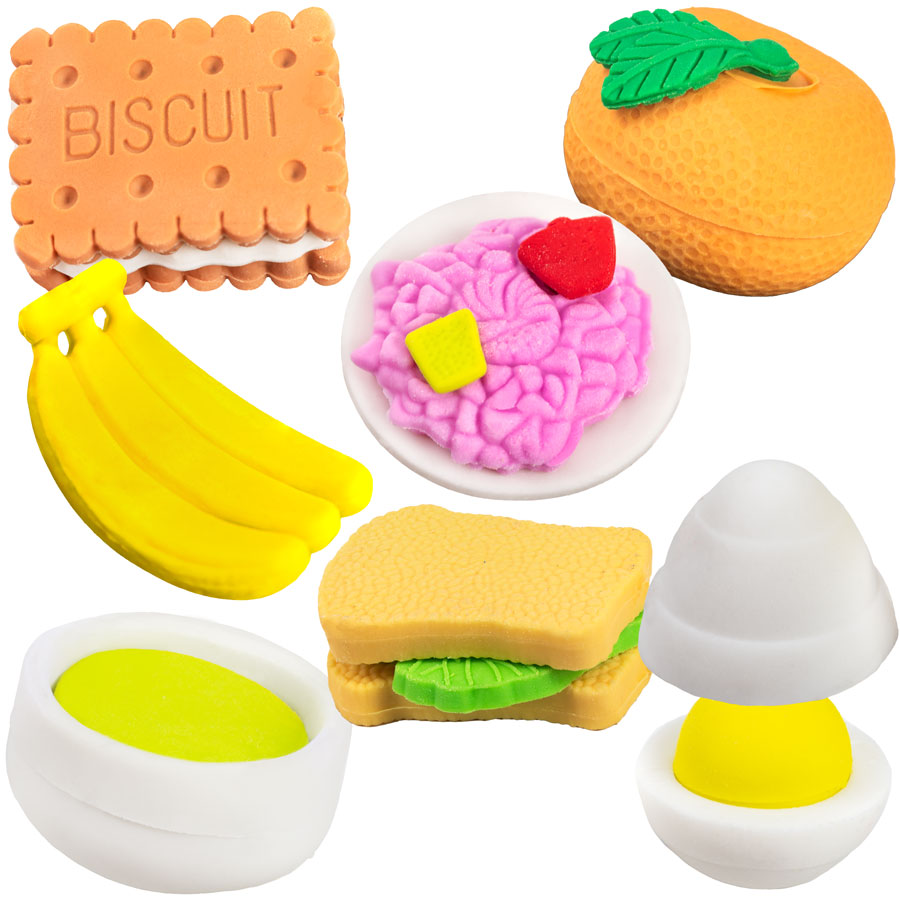 Breakfast-Themed Eraser Capsules - Fun & Unique School & Office Supplies for Kids & Adults - Perfect for Classroom, Gifts & Collectibles