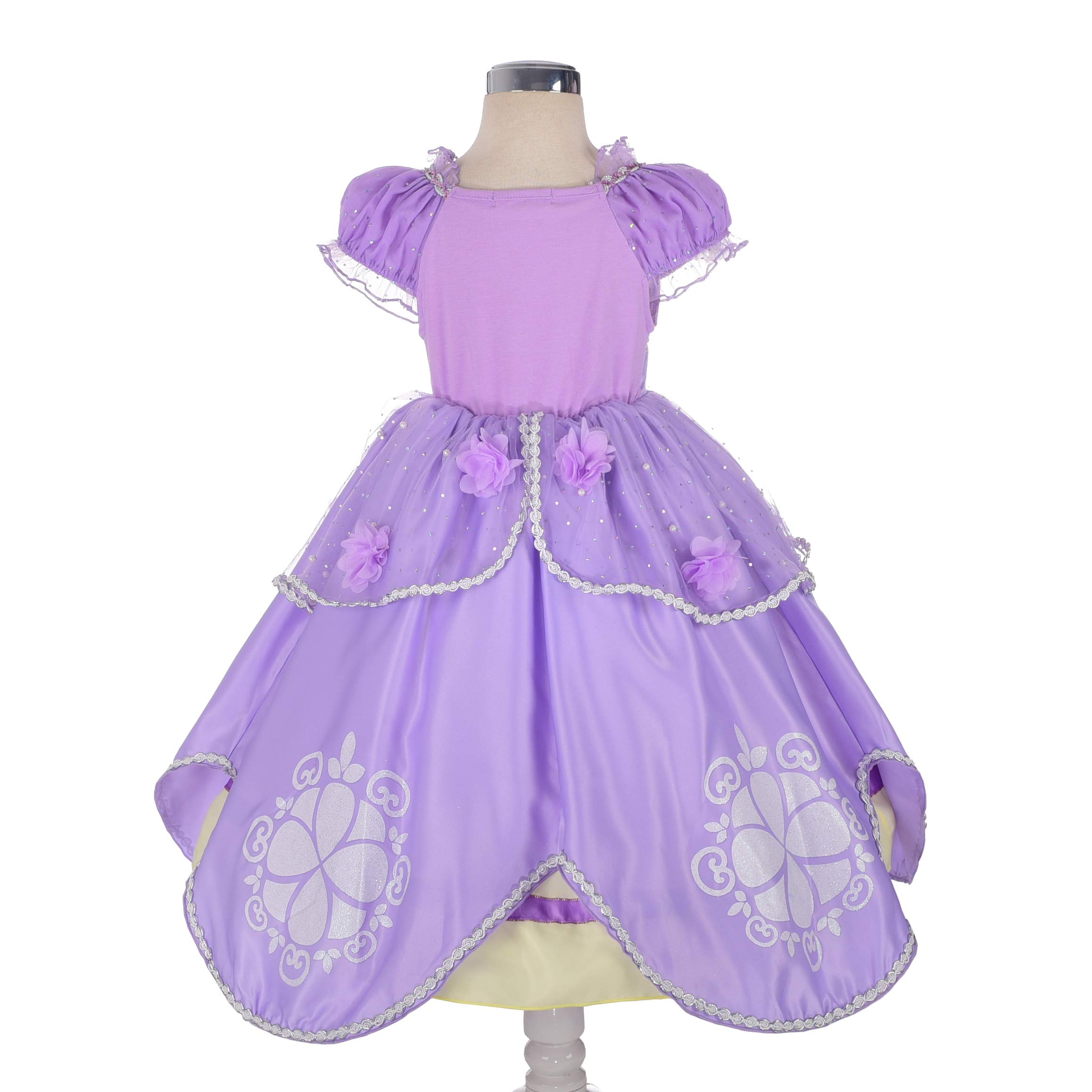 Lito Angels Girls' Purple Princess Dress Up Costume - Elegant Fancy Party Dress with Matching Accessories | Perfect for Birthday Parties, Halloween, Christmas & Dress-Up Play