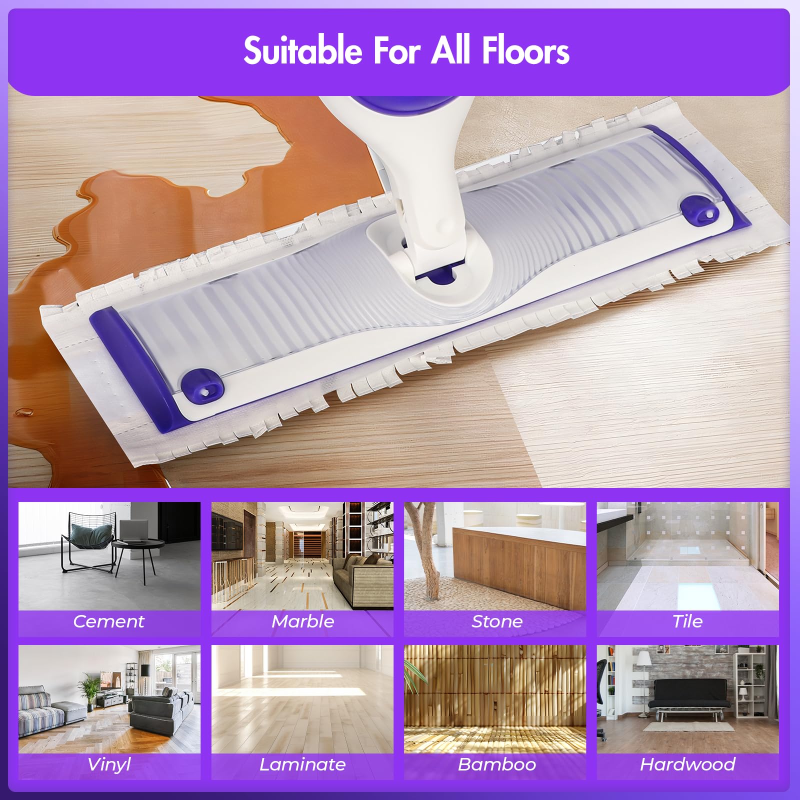 15 Pack Power Mop Refills - Disposable Mopping Pads Compatible with Swiffer Power Mop - Multi-Surface Replacement Pads for Wood, Tile & Hard Floors - Quick & Easy Floor Cleaning Solution for Homes & Offices