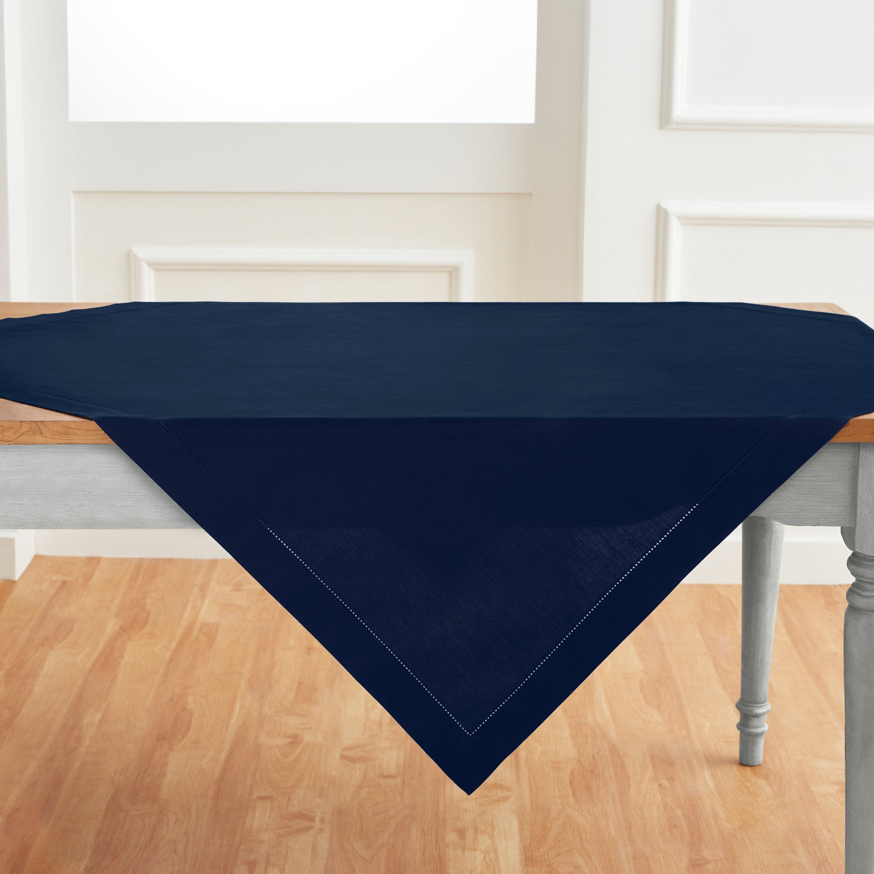 Premium Cotton Linen Hemstitch Table Throw - Elegant Decorative Table Runner for Dining Room, Wedding, Party & Home Decor