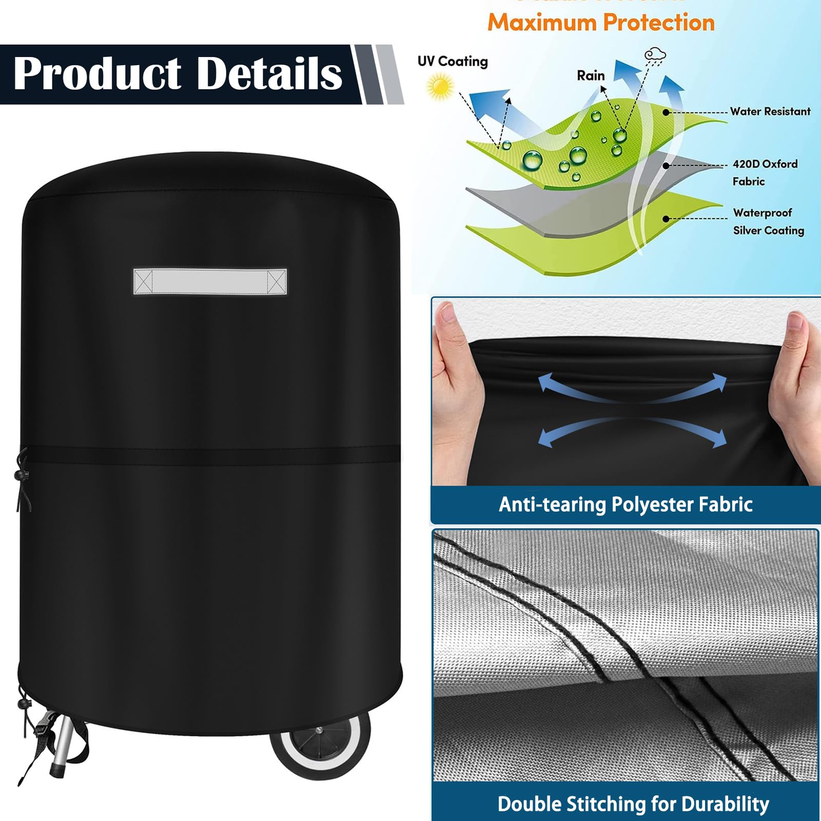 **Heavy Duty Waterproof BBQ Grill Cover for Weber 22 Inch Charcoal Kettle – Outdoor Char-Broil Griddle Accessories with Storage Bag | Perfect for Backyard, Patio & Camping**
