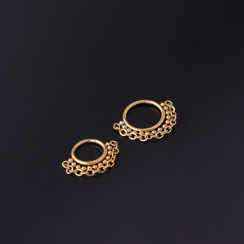 16G Surgical Steel Indian Nose Ring with Chain Beads | Nose Clicker Hoop Piercing Jewelry for Women | Perfect for Parties, Festivals & Boho Style Outfits