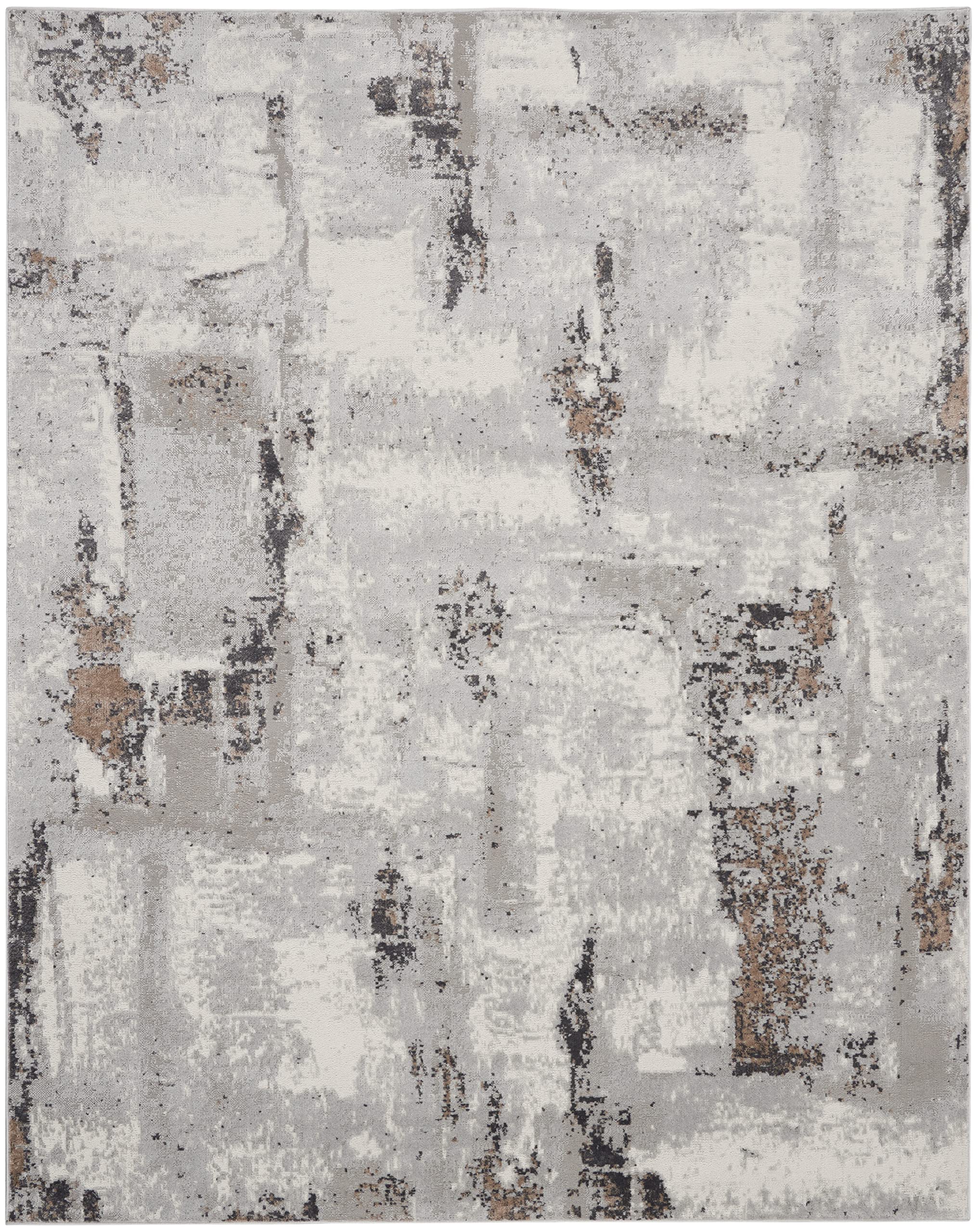 Nourison Elation Abstract Grey Ivory 9' x 12' Area Rug - Easy to Clean, Non-Shedding, Soft & Durable - Perfect for Bedroom, Living Room, Dining Room & Kitchen Decor (9x12) - Ideal for Home, Office & High Traffic Areas