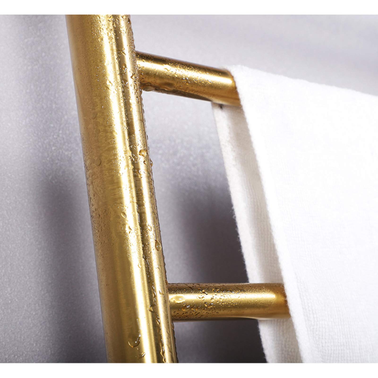 4-Bar Wall-Mounted Electric Towel Warmer - Smart Thermostat Heated Towel Rack - Brushed Gold Stainless Steel Bathroom Radiator - Perfect for Spa, Hotel & Luxury Home Use