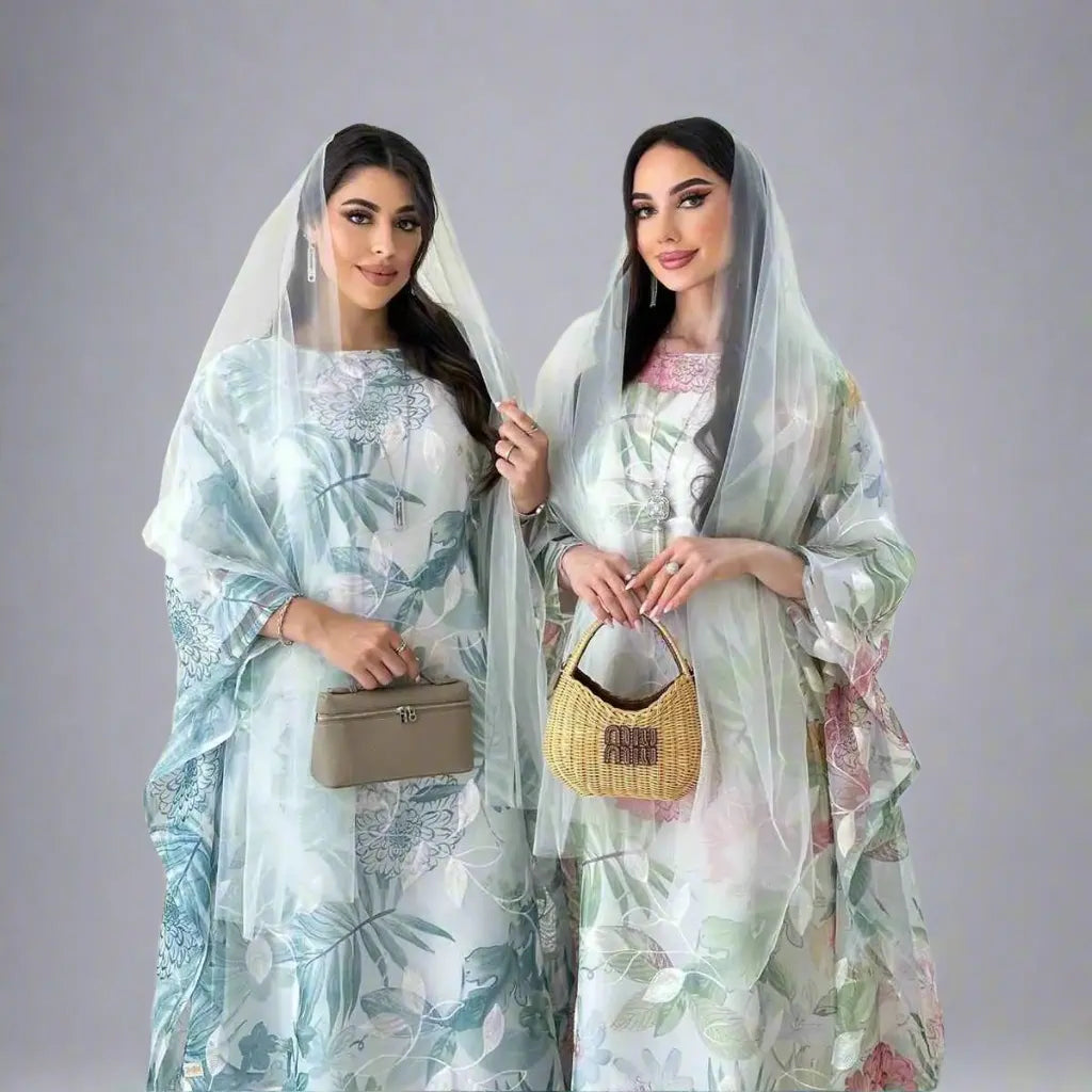 2 Piece Set Abaya Dress with Inner Sleeveless Dress - Modest Muslim Women's Prayer Dress for Daily Wear & Special Occasions