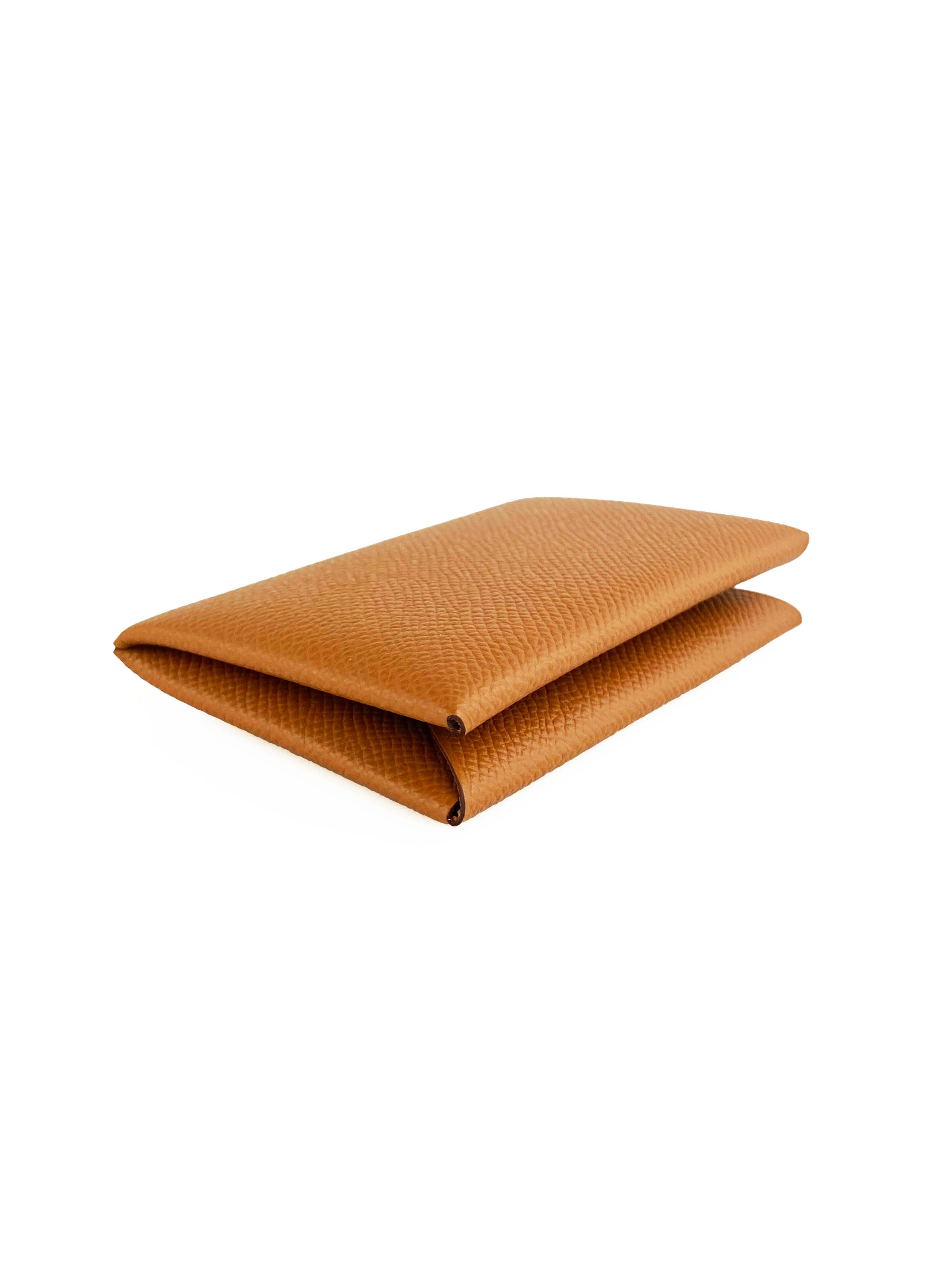 Hermes Gold Calvi Card Holder - Luxury Leather Wallet for Credit Cards & IDs | Perfect for Everyday Use, Travel & Gifting
