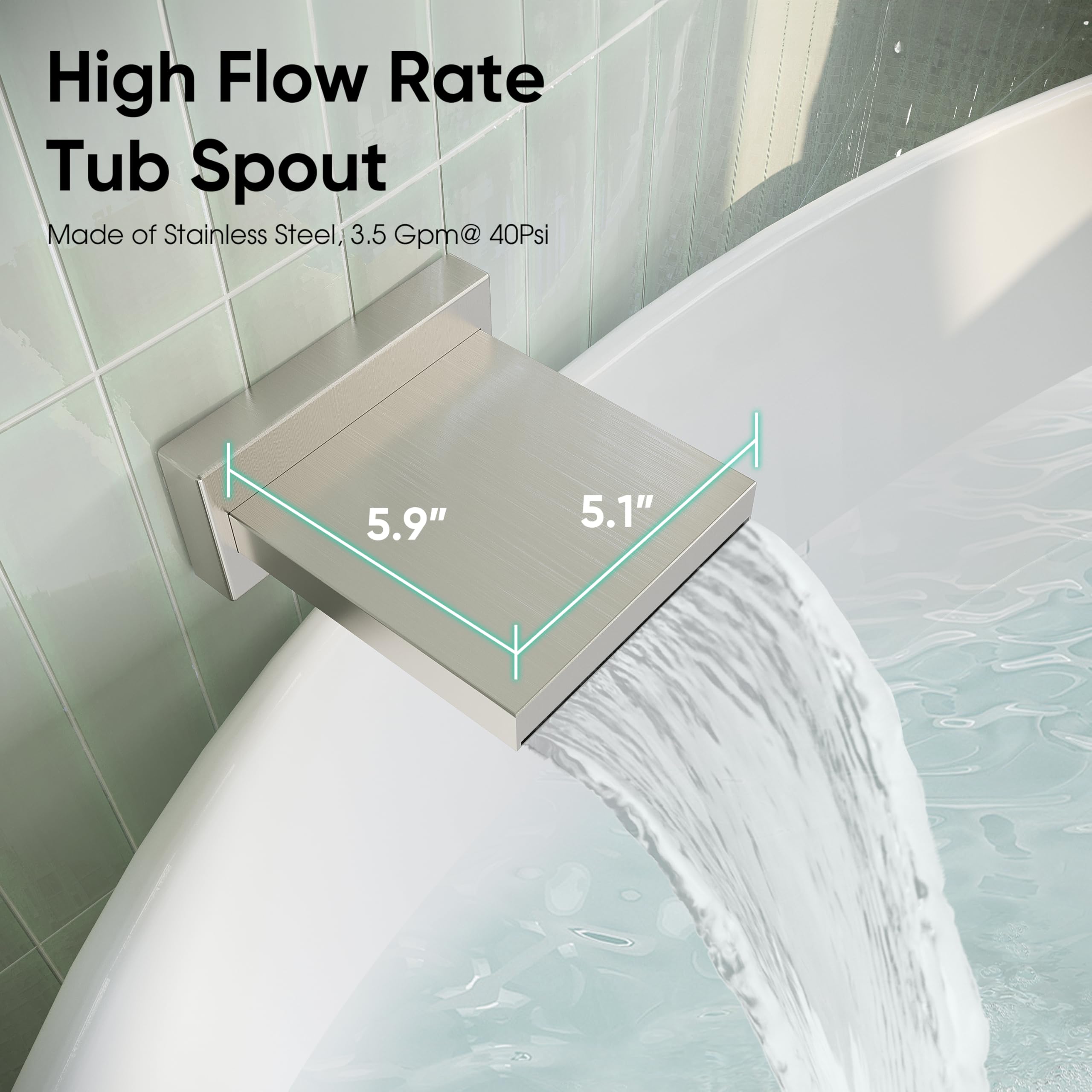 Esnbia 10 Inch Rain Shower Head and Handheld Shower Combo - Wall Mounted Bathtub Shower Faucet System with Tub Spout - High Pressure Shower Kit with Durable Brushed Nickel Finish - Perfect for Modern Bathrooms and Spa-Like Shower Experience