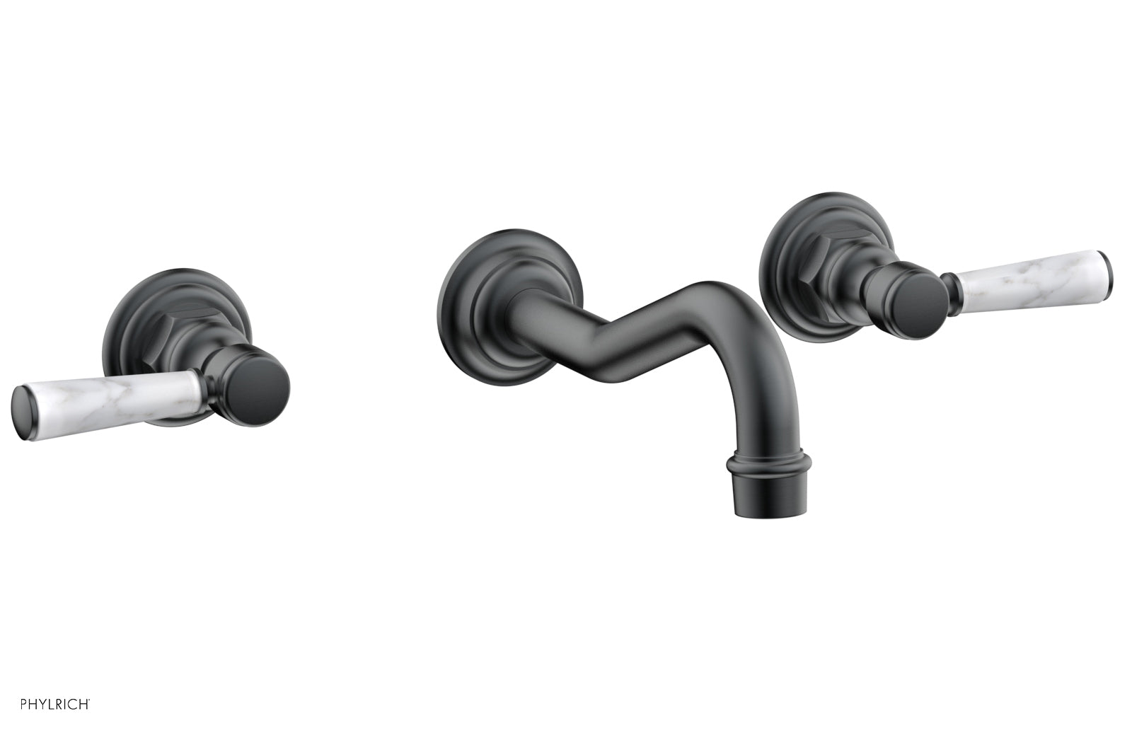 HENRI Wall Lavatory Set - White Marble Lever Handles 161 13 | Modern Bathroom Faucet & Sink Handle Set | Perfect for Bathroom Renovation & Luxury Home Decor