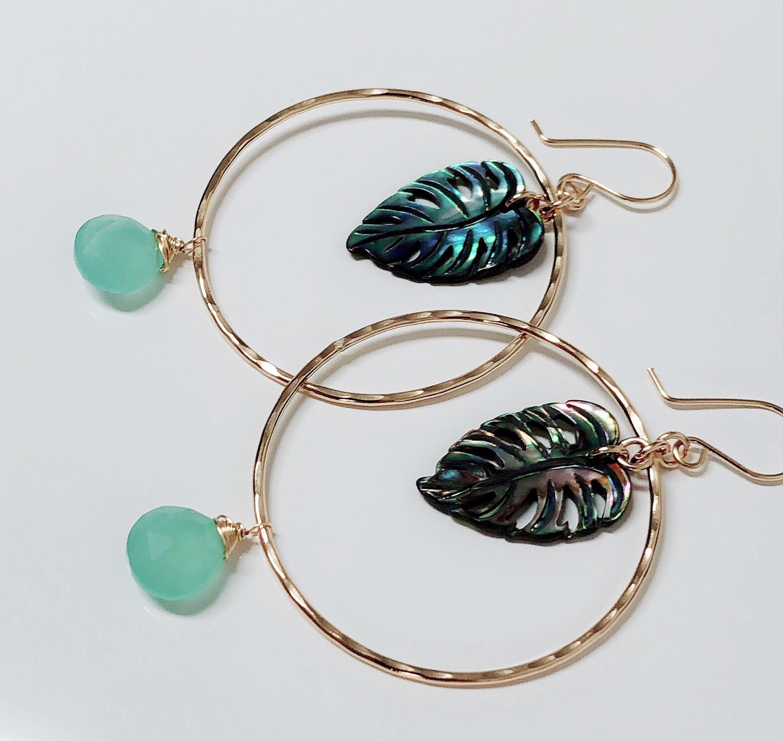 MELLIE Abalone Shell Monstera Earrings (E561) - Stylish Boho Jewelry for Women, Perfect for Parties & Everyday Wear