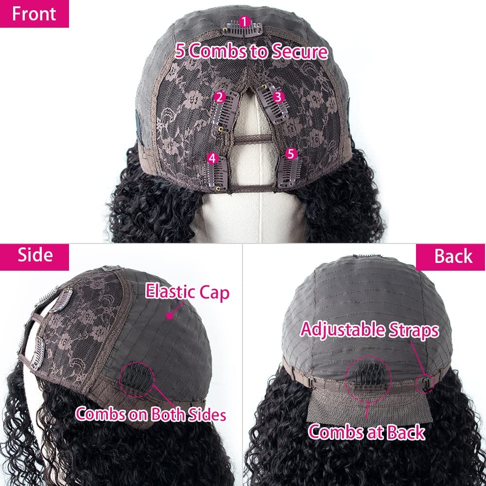 Brazilian Kinky Curly Human Hair Wigs for Black Women - 24 Inch V Part Wigs with 200% Density, No Leave Out Lace Front, Glueless Full Head Clip In Half Wigs | Perfect for Daily Wear, Parties, Weddings & Special Occasions
