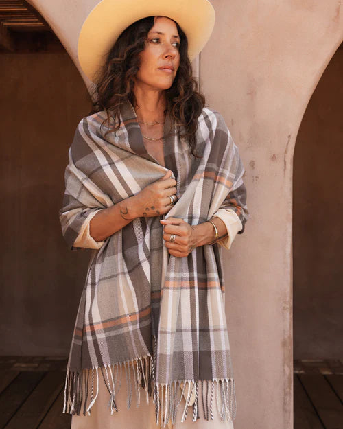 Luxury Balmoral Scarf in Taupe by Louenhide - Premium Cashmere Wrap for Women & Men - Perfect for Winter Fashion, Office Wear & Outdoor Activities