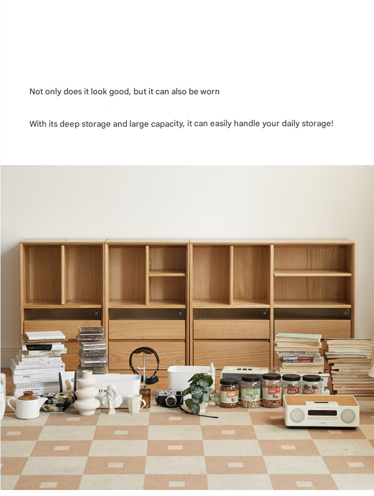 Modern Oak Solid Wood Bookcase - Stylish and Durable Bookshelf for Home Office, Living Room, or Library Storage