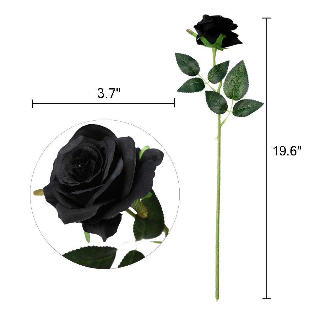 Lifelike Artificial Silk Rose Bouquet - 10pcs Black Fake Roses for Wedding, Home, Party, Event Decoration & Gift - Perfect for Centerpieces, Table Settings, Bridal Showers, and Romantic Home Décor